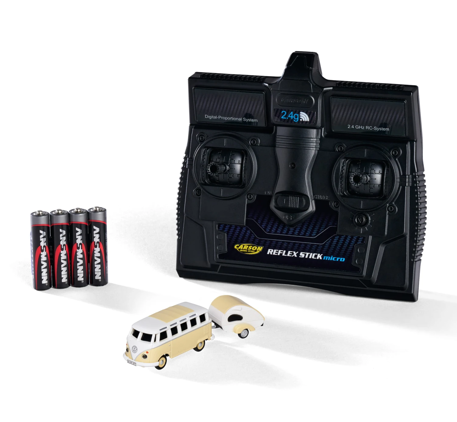 Carson RC VW T1 Samba Bus Mit Wohnwagen 100% 1:87 RTR