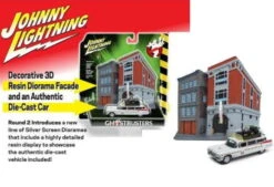 Johnny Lightning Ghostbusters II 1A 1959 Cadillac 1:64 Mit Diorama Feuerwehrhaus
