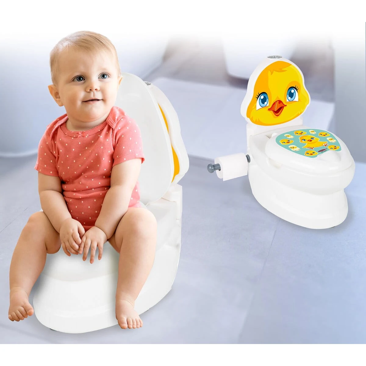 Jamara Meine Kleine Toilette Küken Mit Spülsound Und Toilettenpapierhalter – Bild 9