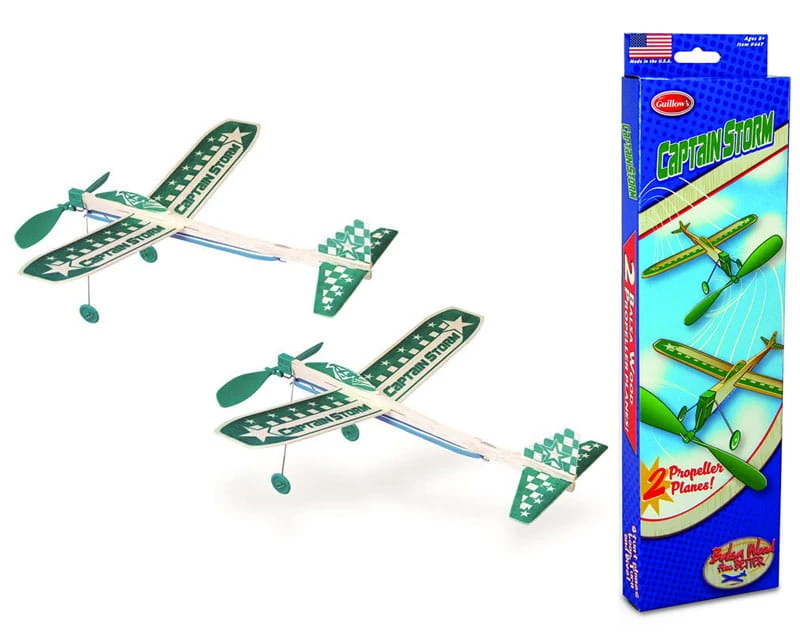 Guillow's Freiflugmodell Captain Storm Gummimotormodell Wurfgleiter 2er Pack