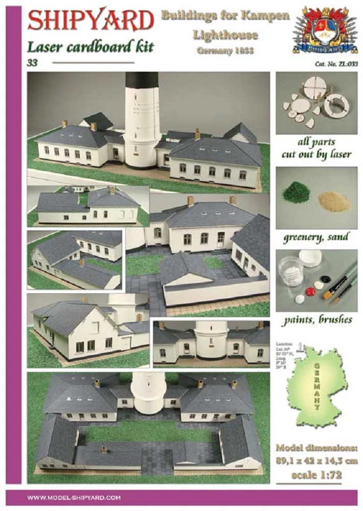 Shipyard Gebäude Für Leuchtturm Deutschland Sylt Kampen 1:72 Laser Kartonbausatz