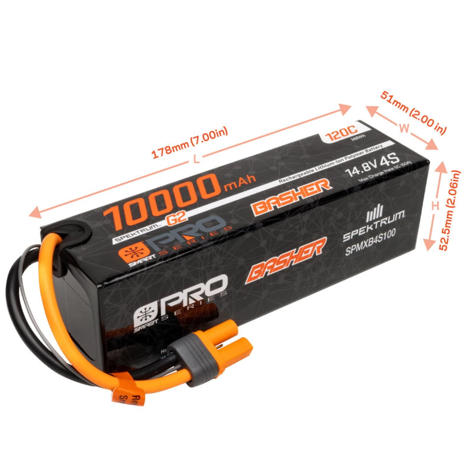 Spektrum Lipo Akku 14,8V 10000mAh 4S Smart Pro Basher 120C IC5 – Bild 3