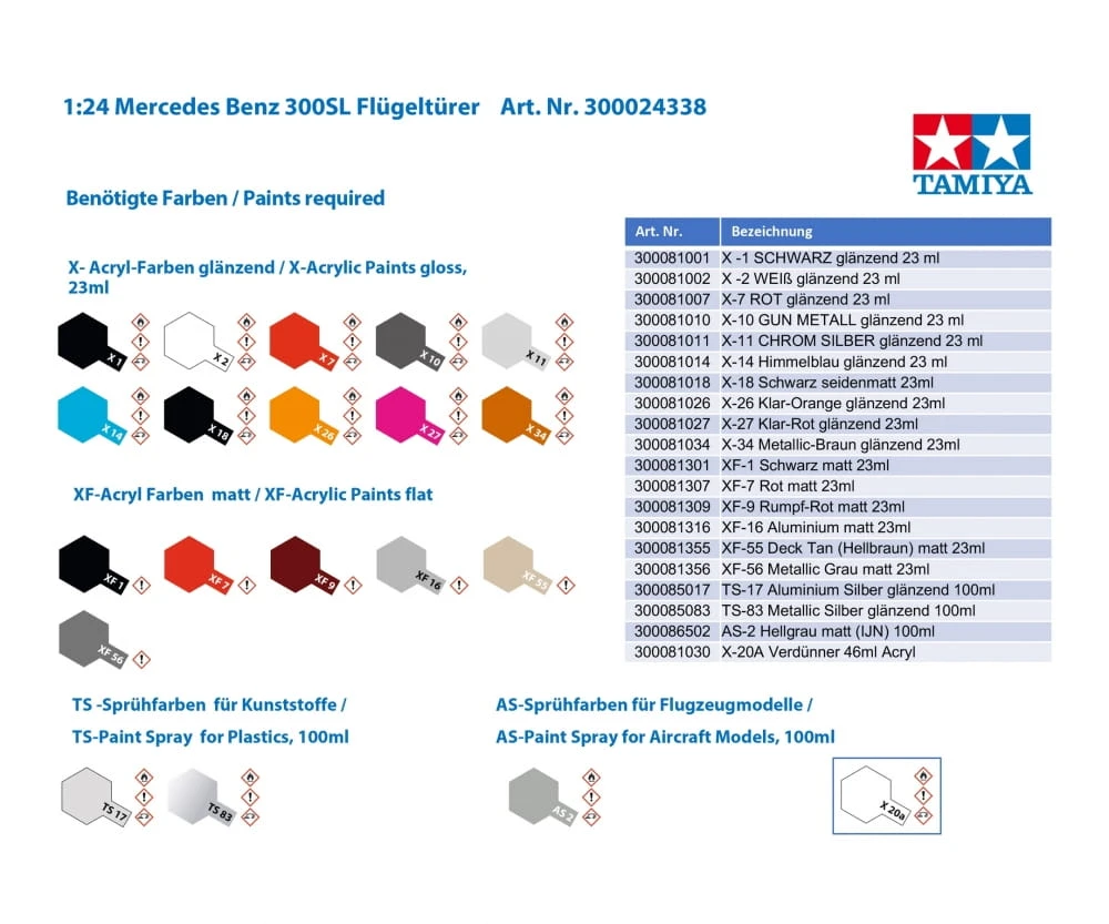 Tamiya Mercedes Benz 300SL Flügeltürer 1:24 Platik Modellbau Auto Bausatz – Bild 3