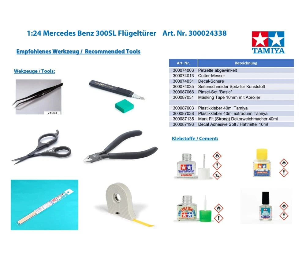 Tamiya Mercedes Benz 300SL Flügeltürer 1:24 Platik Modellbau Auto Bausatz – Bild 4